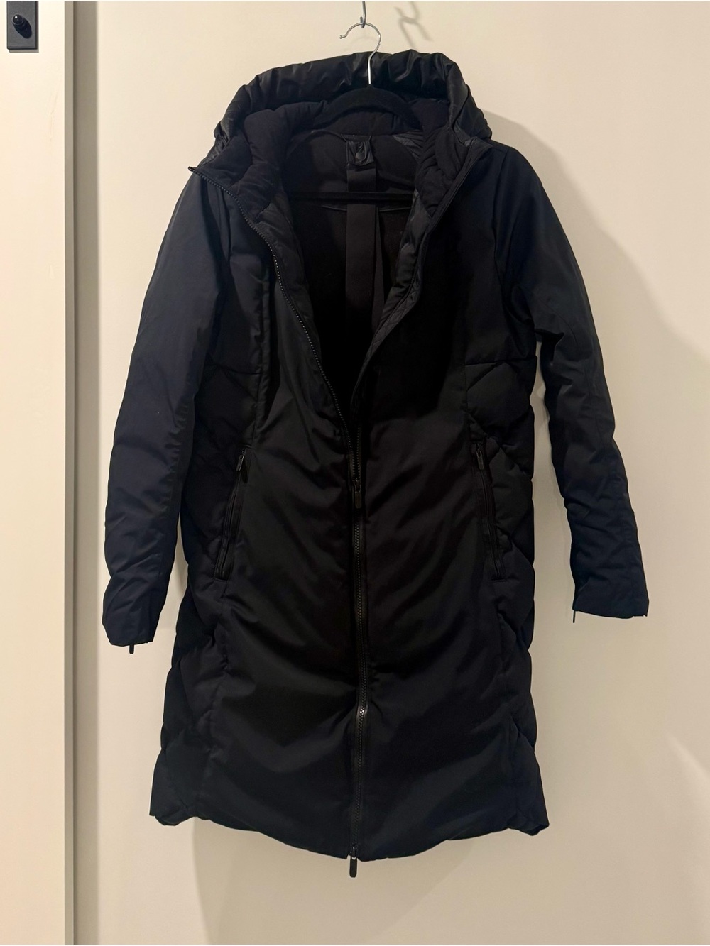 lululemon athletica Navy Long Hooded Puffer Coat